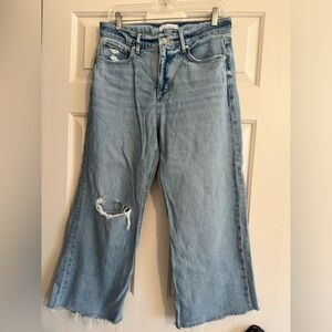 LOFT Light Blue Distressed Wide Leg Jeans